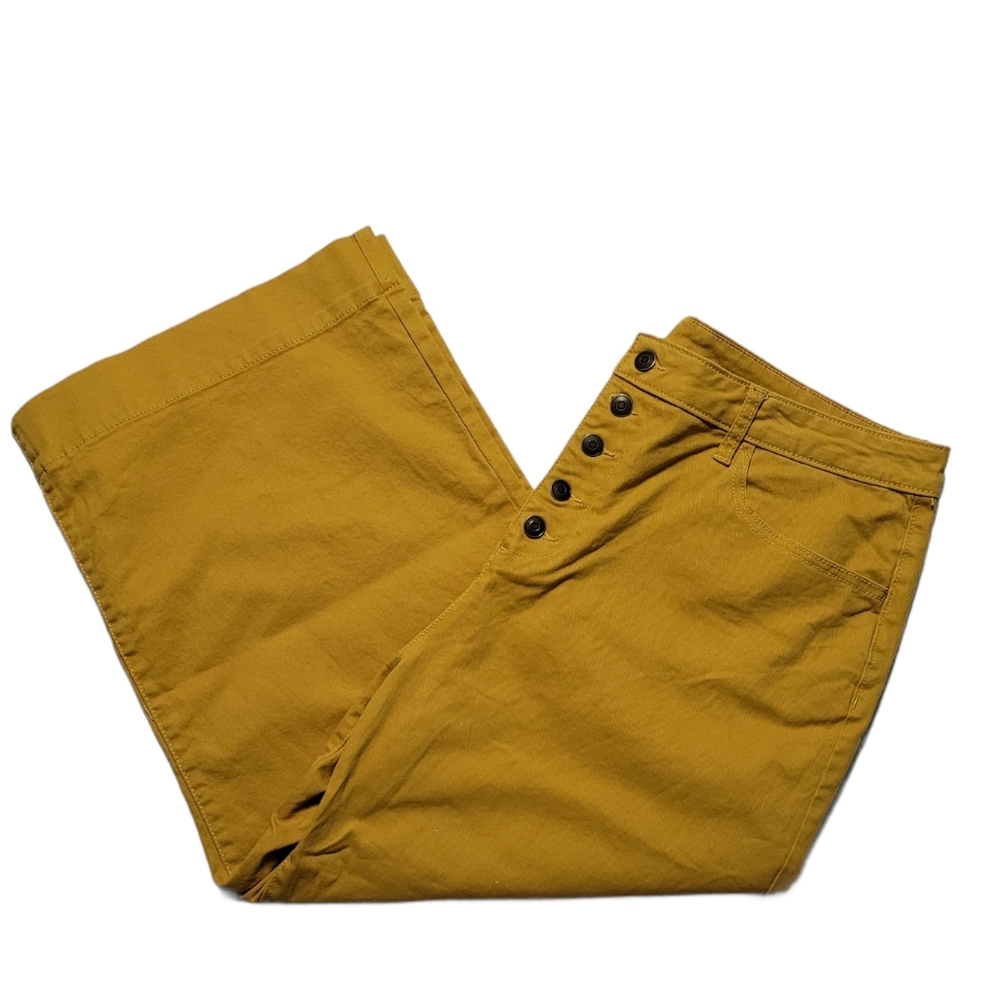 Time and Tru Mustard Yellow Wide Leg Capri 18